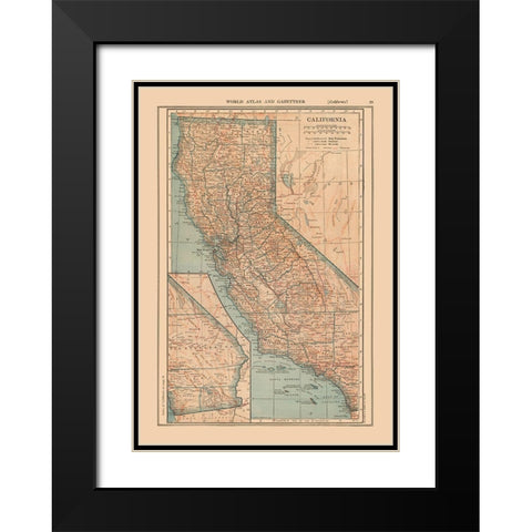 California - Reynold 1921 Black Modern Wood Framed Art Print with Double Matting by Reynold