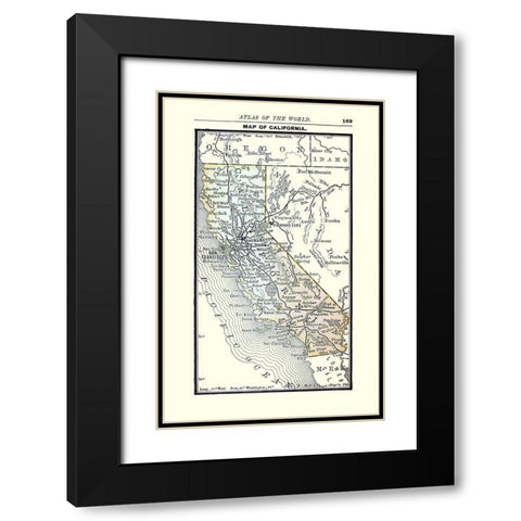 California - Alden 1886 Black Modern Wood Framed Art Print with Double Matting by Alden