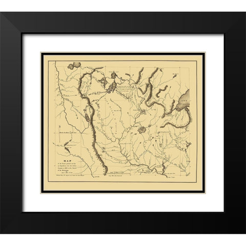 Indian Country Expedition Central US 1832 Black Modern Wood Framed Art Print with Double Matting by Schoolcraft