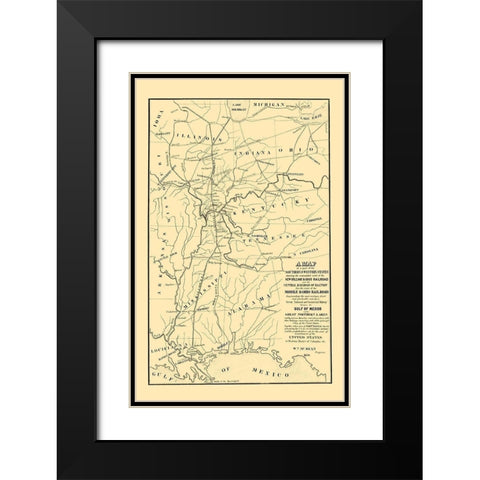 Proposed Rail Lines Gulf of Mexico Northern Lakes Black Modern Wood Framed Art Print with Double Matting by McBean
