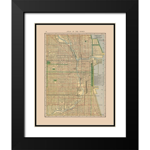 Chicago  Illinois  - Hammond 1910 Black Modern Wood Framed Art Print with Double Matting by Hammond