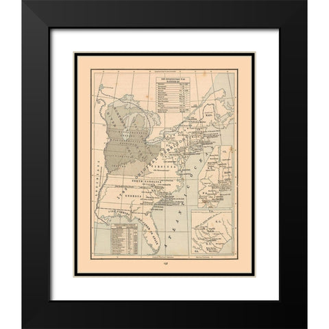 United States, Constitution - Cram 1888 Black Modern Wood Framed Art Print with Double Matting by Cram