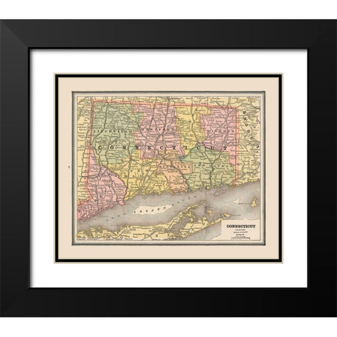 Connecticut - Cram 1888 Black Modern Wood Framed Art Print with Double Matting by Cram
