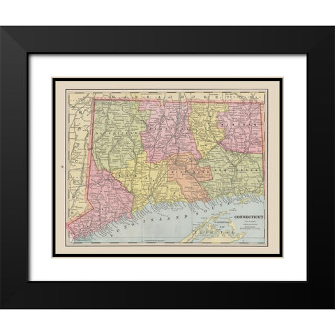 Connecticut - Cram 1892 Black Modern Wood Framed Art Print with Double Matting by Cram
