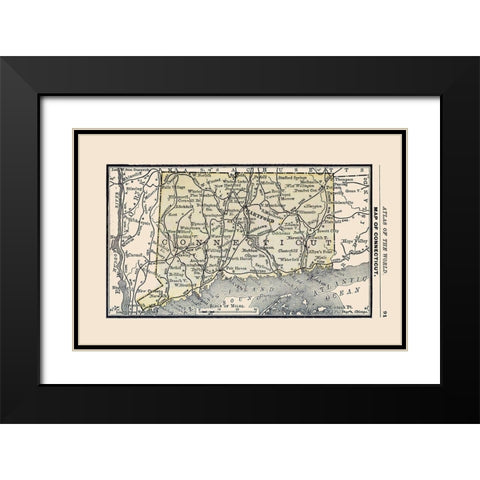 Connecticut - Alden 1886 Black Modern Wood Framed Art Print with Double Matting by Alden