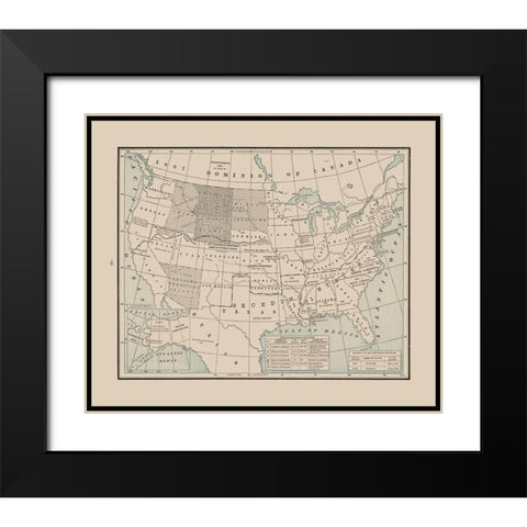 States after Civil War - Cram 1892 Black Modern Wood Framed Art Print with Double Matting by Cram