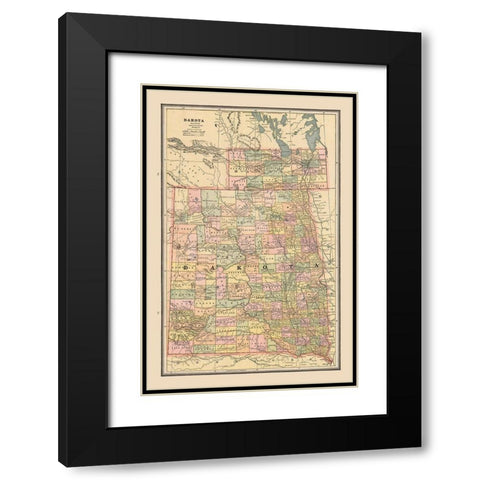 Dakota, United States - Cram 1888 Black Modern Wood Framed Art Print with Double Matting by Cram