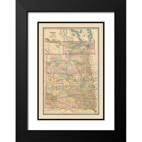 Dakota, United States - Cram 1888 Black Modern Wood Framed Art Print with Double Matting by Cram