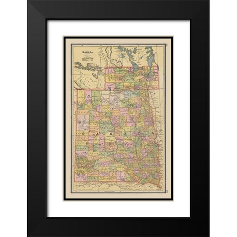 Dakota - Johnson 1888 Black Modern Wood Framed Art Print with Double Matting by Johnson