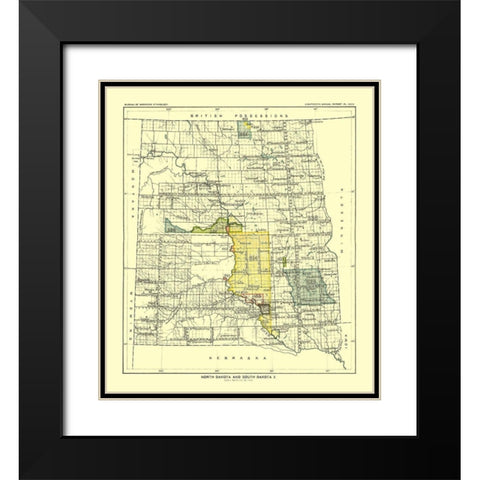 North and South Dakota - Pierre - Hoen 1896 Black Modern Wood Framed Art Print with Double Matting by Hoen