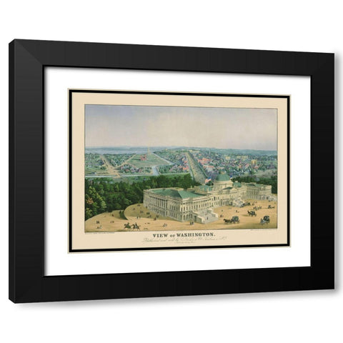 Washington DC - Sachse 1852 Black Modern Wood Framed Art Print with Double Matting by Sachse