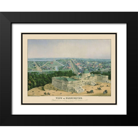 Washington DC - Sachse 1852 Black Modern Wood Framed Art Print with Double Matting by Sachse