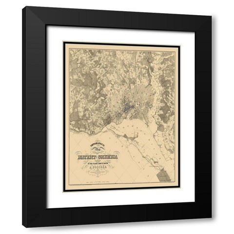 Washington DC Maryland - Boschke 1861 Black Modern Wood Framed Art Print with Double Matting by Boschke