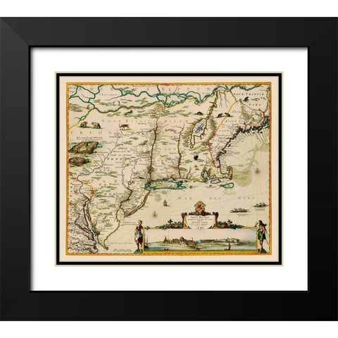 US East Coast, Chesapeake Bay to Maine 1685 Black Modern Wood Framed Art Print with Double Matting by Danckerts