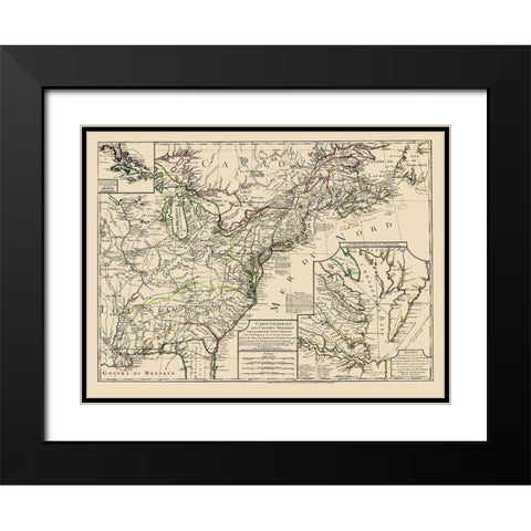 US East of Mississippi River - Phelippeaux 1783 Black Modern Wood Framed Art Print with Double Matting by Phelippeaux