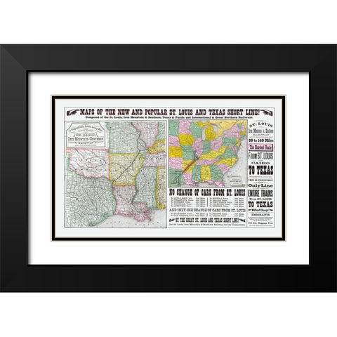 St Louis, Iron Mountain and Southern Railway - Black Modern Wood Framed Art Print with Double Matting by Unknown