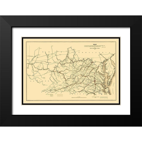 Tide Water Virginia to Ohio River Proposed 1852 Black Modern Wood Framed Art Print with Double Matting by Vaisz