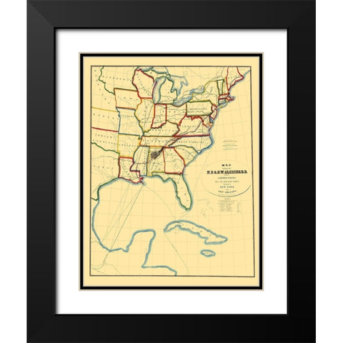 NE and SW Alabama Railroad - Hoyer 1850 Black Modern Wood Framed Art Print with Double Matting by Hoyer