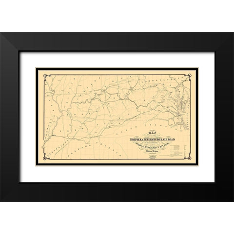 Norfolk and Petersburg Railroad - Griffith 1858 Black Modern Wood Framed Art Print with Double Matting by Griffith
