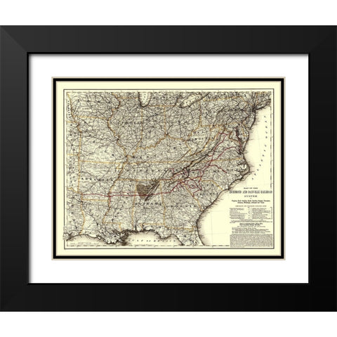Richmond and Danville Railroad - Colton 1881 Black Modern Wood Framed Art Print with Double Matting by Colton