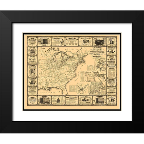 United States Railroads - Perris 1857 Black Modern Wood Framed Art Print with Double Matting by Perris
