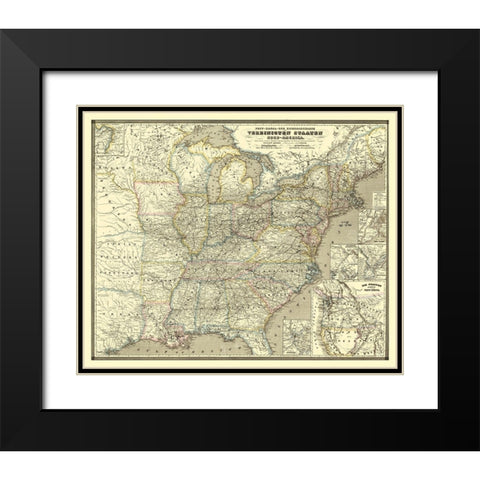 United States Eastern - Weik 1855 Black Modern Wood Framed Art Print with Double Matting by Weik