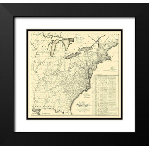 United States Eastern - Bradley 1796 Black Modern Wood Framed Art Print with Double Matting by Bradley