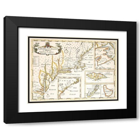 Plantations of the English in America 1700 Black Modern Wood Framed Art Print with Double Matting by Unknown