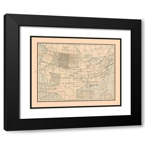 United States, 19th century- Cram 1888 Black Modern Wood Framed Art Print with Double Matting by Cram