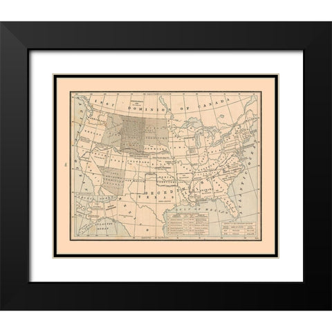 United States, 19th century- Cram 1888 Black Modern Wood Framed Art Print with Double Matting by Cram