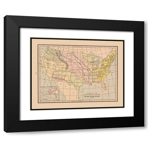 Growth of United States - Cram 1888 Black Modern Wood Framed Art Print with Double Matting by Cram