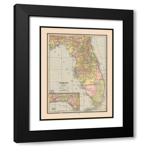Florida, United States - Cram 1888 Black Modern Wood Framed Art Print with Double Matting by Cram