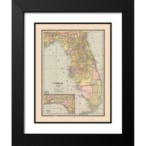 Florida, United States - Cram 1888 Black Modern Wood Framed Art Print with Double Matting by Cram