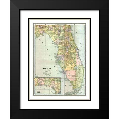 Florida - Johnson 1888 Black Modern Wood Framed Art Print with Double Matting by Johnson