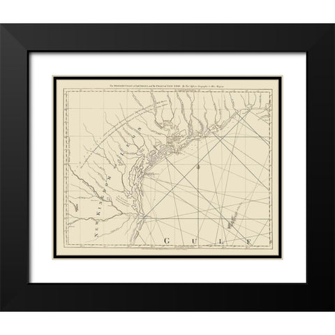 West Coast Louisiana, New Leon - Jefferys 1775 Black Modern Wood Framed Art Print with Double Matting by Jefferys