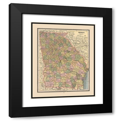 Georgia, United States - Cram 1888 Black Modern Wood Framed Art Print with Double Matting by Cram