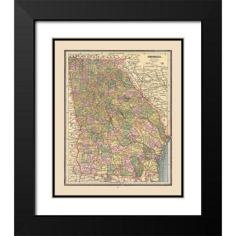 Georgia, United States - Cram 1888 Black Modern Wood Framed Art Print with Double Matting by Cram