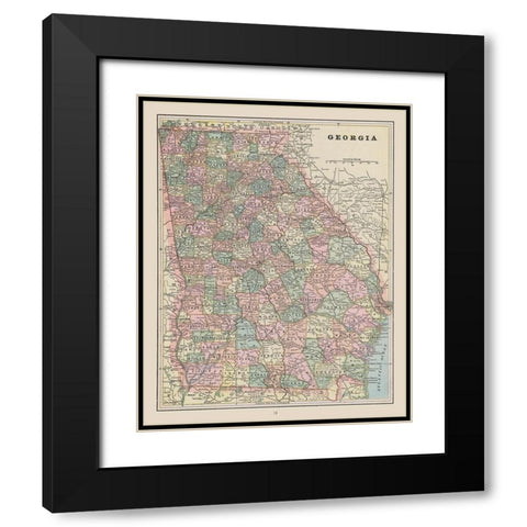 Georgia - Cram 1892 Black Modern Wood Framed Art Print with Double Matting by Cram