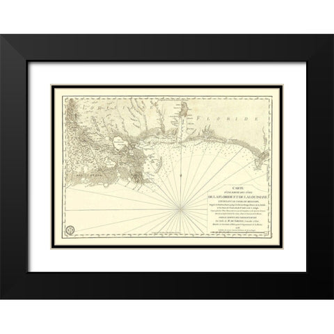 Florida Louisiana Gulf Coast - Sartine 1778 Black Modern Wood Framed Art Print with Double Matting by Sartine