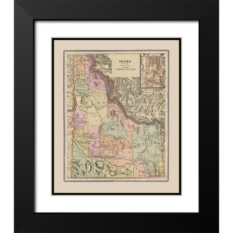 Idaho - Cram 1892 Black Modern Wood Framed Art Print with Double Matting by Cram