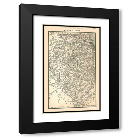 Illinois - Alden 1886 Black Modern Wood Framed Art Print with Double Matting by Alden