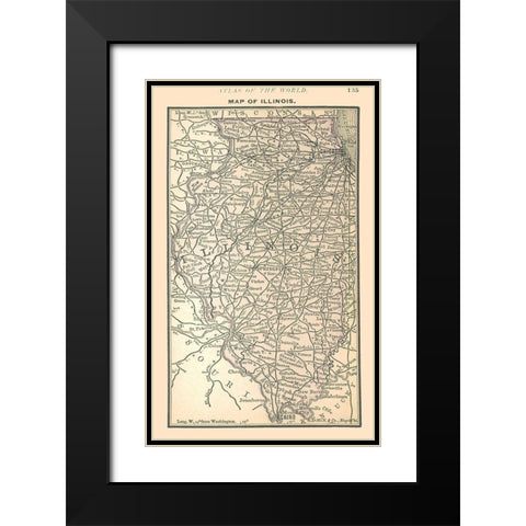 Illinois - Alden 1886 Black Modern Wood Framed Art Print with Double Matting by Alden