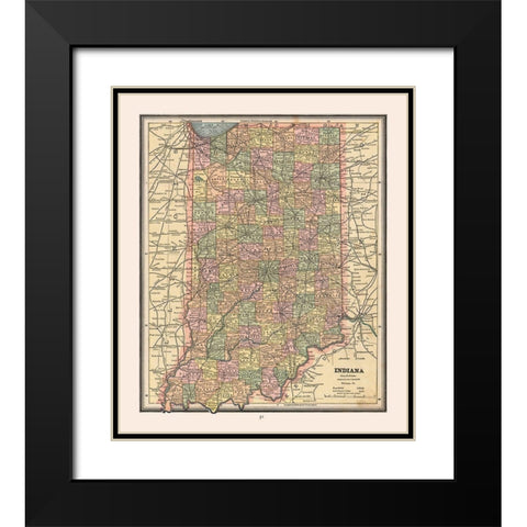 Indiana - Cram 1888 Black Modern Wood Framed Art Print with Double Matting by Cram
