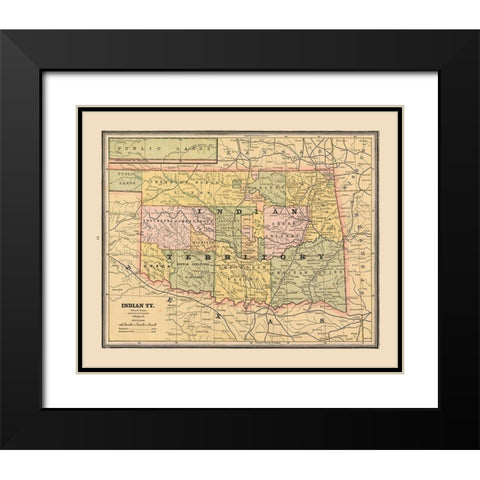 Indian Territory, Oklahoma - Cram 1888 Black Modern Wood Framed Art Print with Double Matting by Cram
