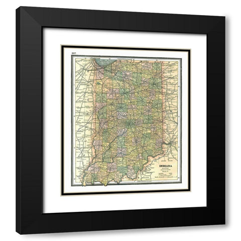 Indiana - Johnson 1888 Black Modern Wood Framed Art Print with Double Matting by Johnson