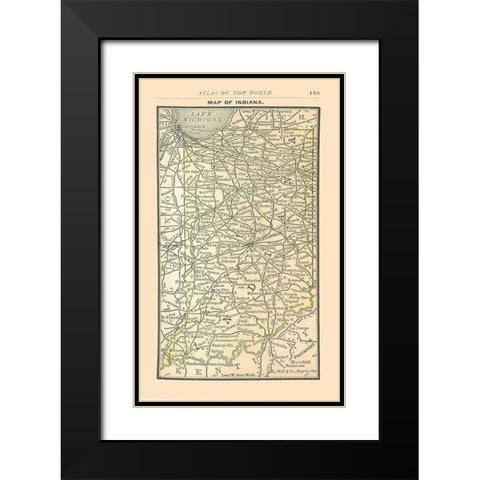 Indiana - Alden 1886 Black Modern Wood Framed Art Print with Double Matting by Alden