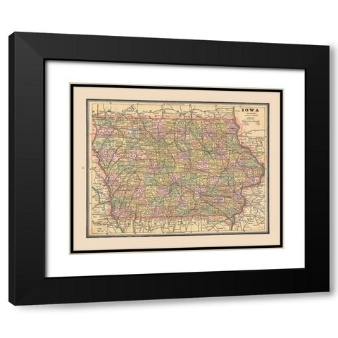 Iowa - Cram 1888 Black Modern Wood Framed Art Print with Double Matting by Cram