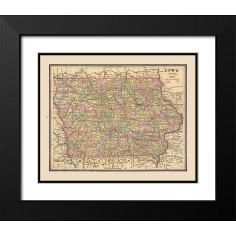 Iowa - Cram 1888 Black Modern Wood Framed Art Print with Double Matting by Cram