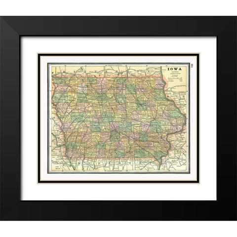 Iowa - Johnson 1888 Black Modern Wood Framed Art Print with Double Matting by Johnson