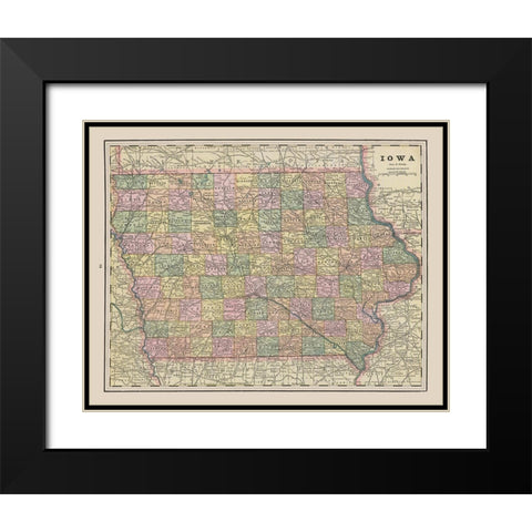 Iowa - Cram 1892 Black Modern Wood Framed Art Print with Double Matting by Cram